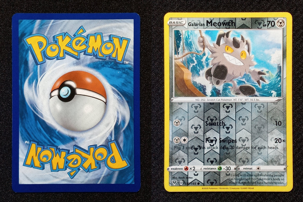 112/185 Galarian Meowth {Reverse Holo}