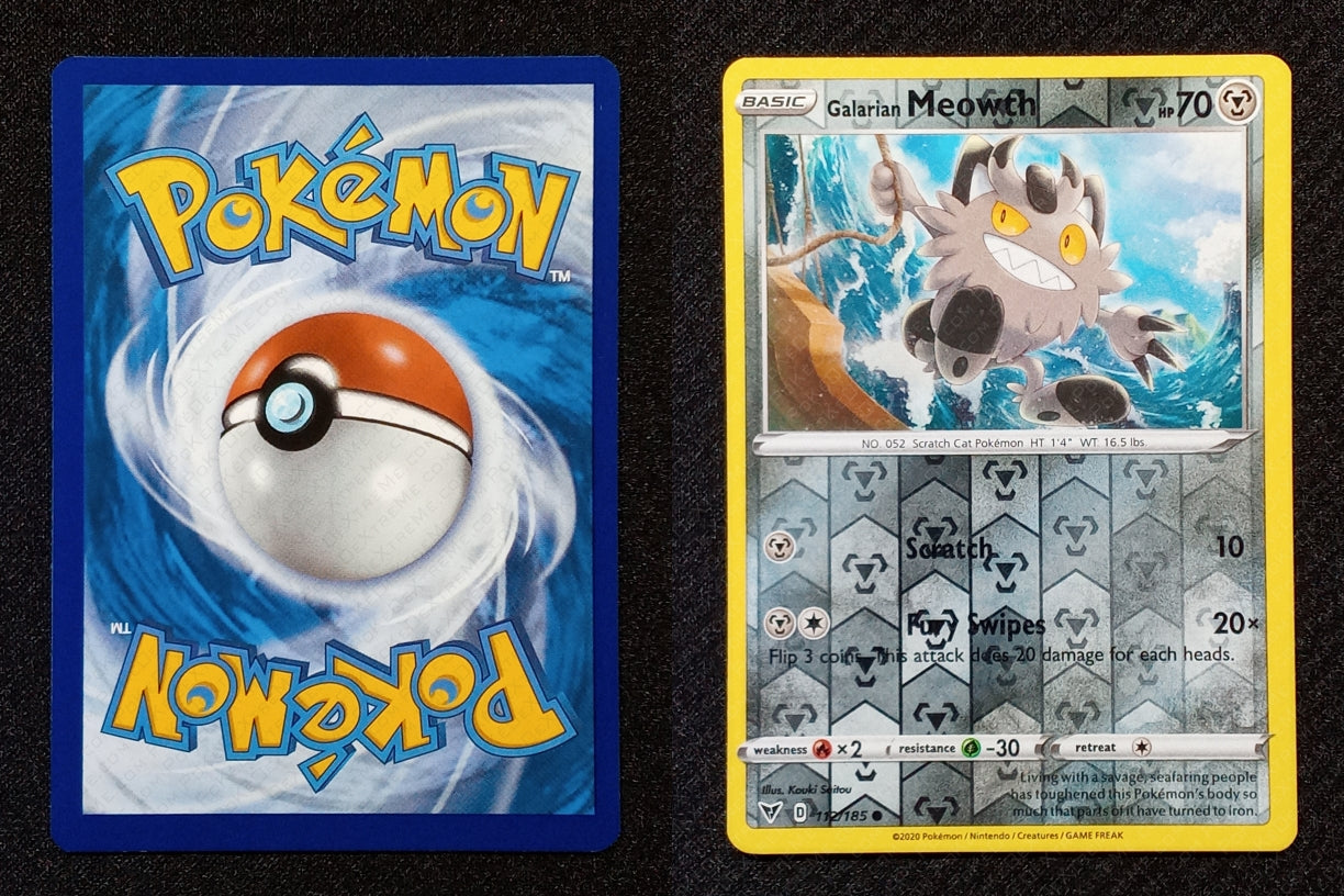 112/185 Galarian Meowth {Reverse Holo}
