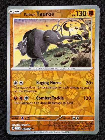 108/193 Paldean Tauros {Reverse Holo}